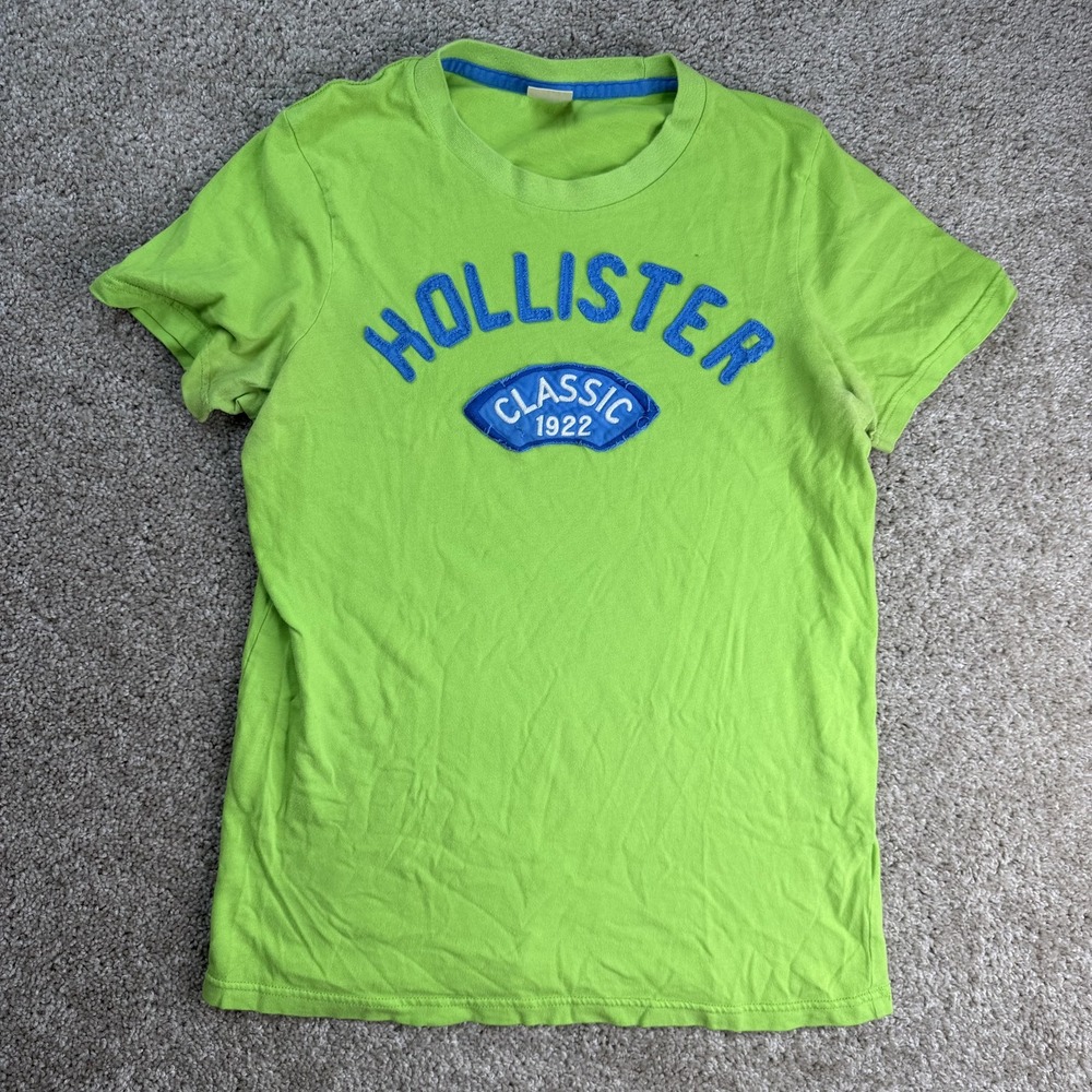 Y2K Hollister Shirt Mens Medium Green Classic 1922 Embroidered Logo Tee T-Shirt